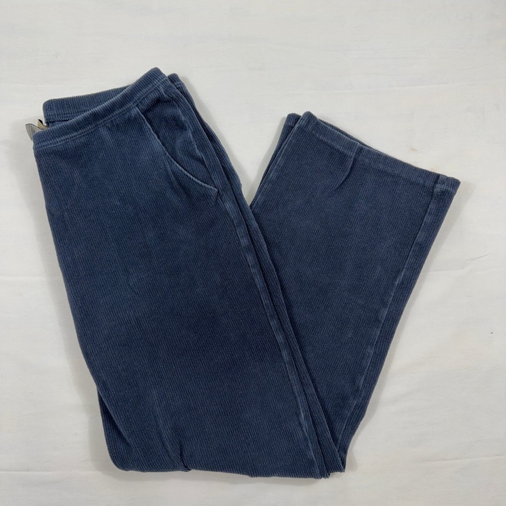 LL Bean Corduroy Pull On Pants Ribbed Knit‎ Elastic Waist Large Regular Blue